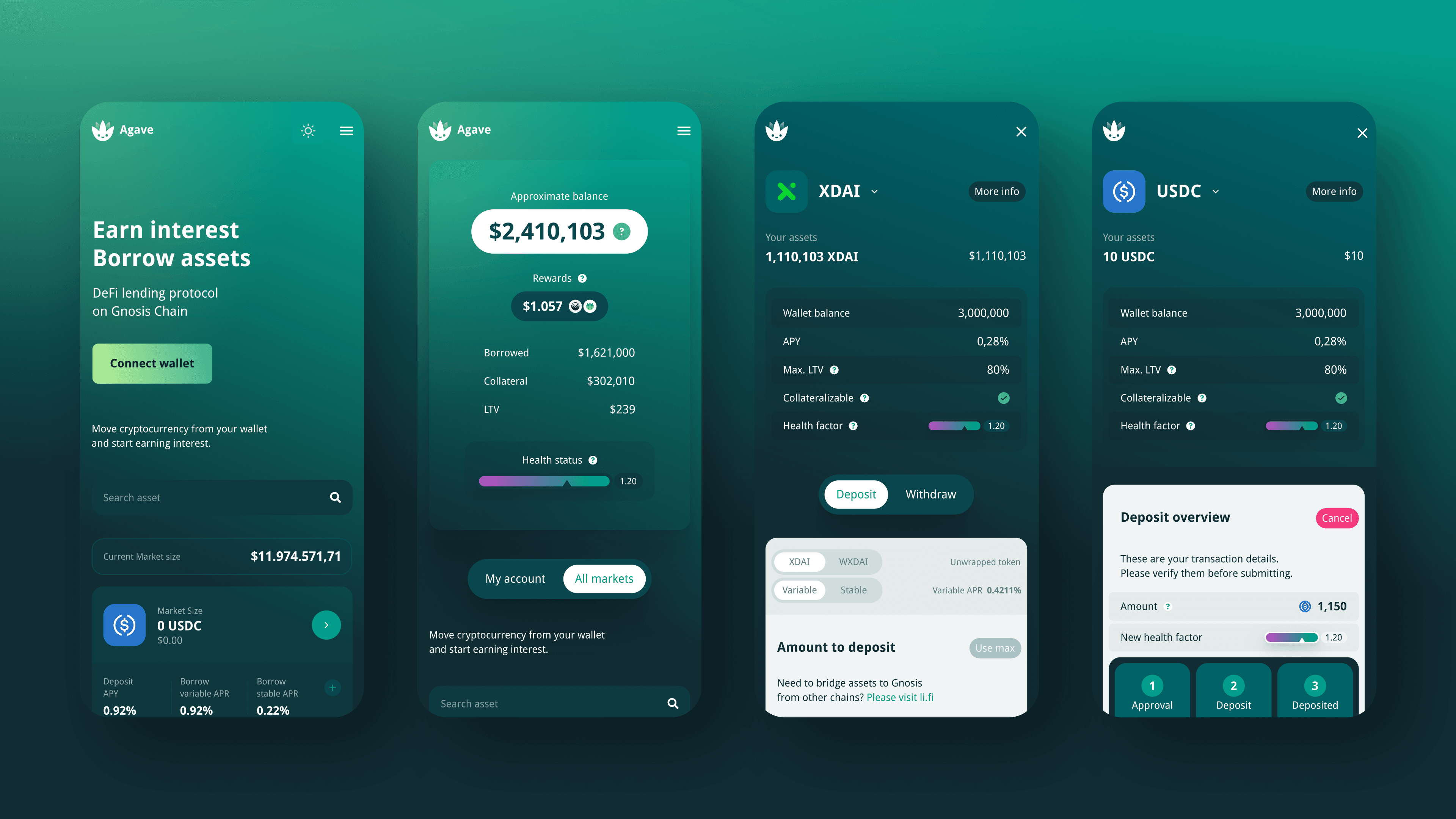 Agave high-fidelity mobile screens