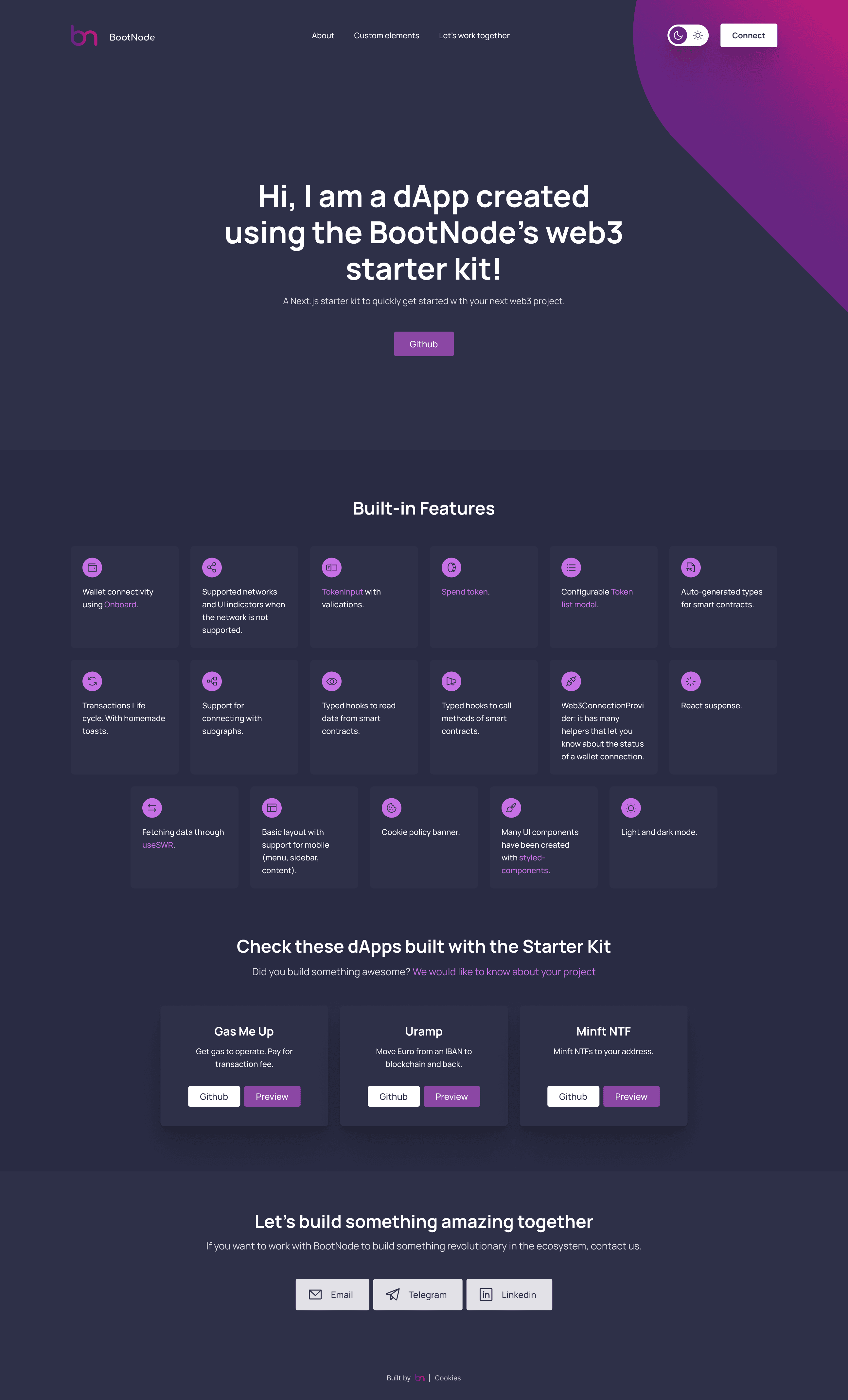 dAppBooster demo page component library